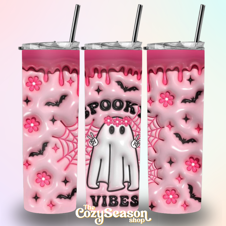 SPOOKY VIBES - printed simulated 3D effect - 20oz Travel Tumbler
