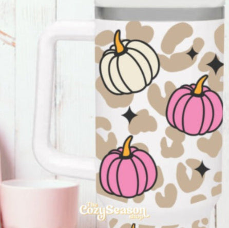 HALLOWEEN TUMBLER LEOPARD PRINT PUMPKINS