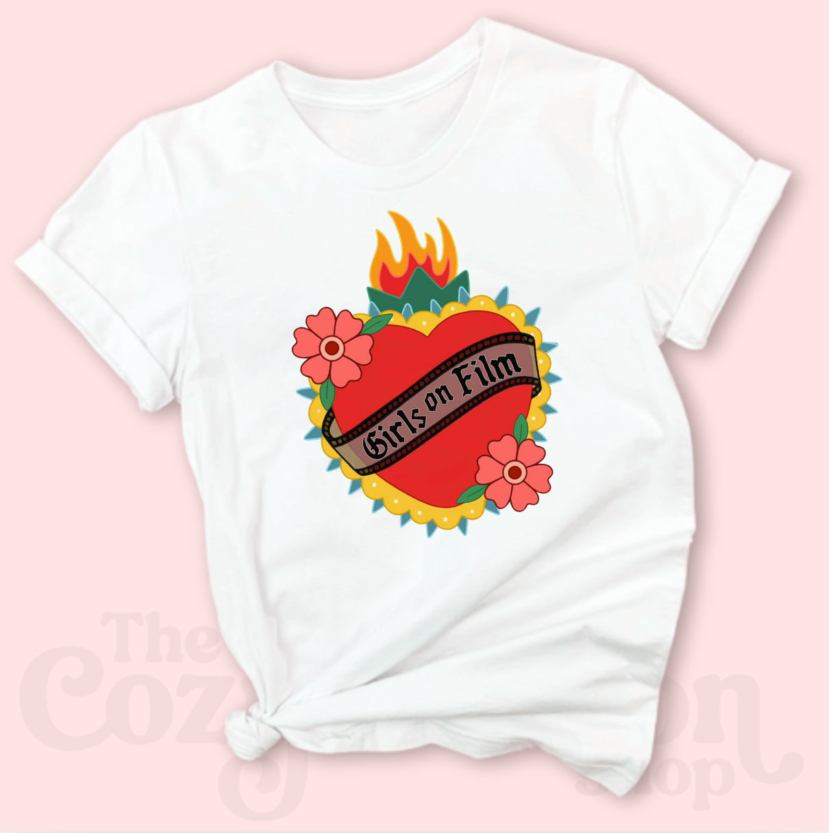 GIRLS ON FILM - Color logo on White Cozy T-Shirt