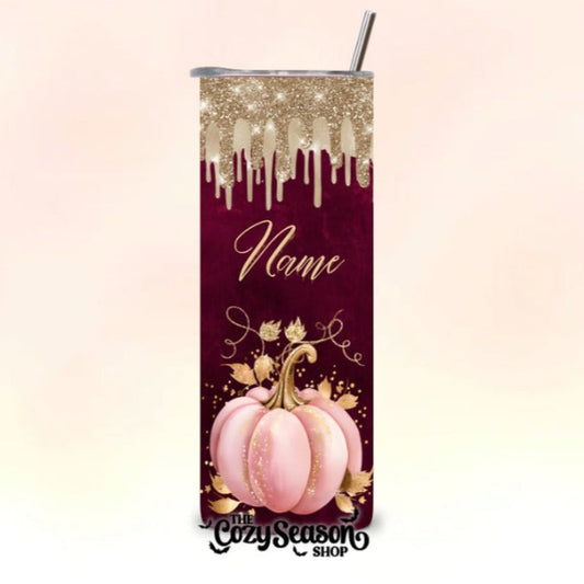 AUTUMN IN LUXURY GLITTER PRINT - 20oz Skinny Tumbler