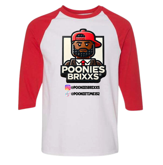 POONIE’S BRIXXS - RED - UNISEX RAGLAN BASEBALL T-SHIRT