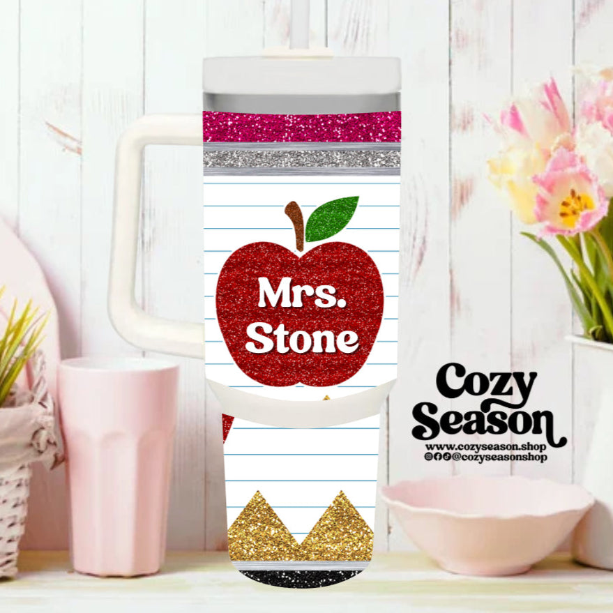 RED APPLE for TEACHER - 40oz Iridescent Tumbler