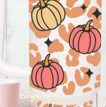 HALLOWEEN PUMPKIN AUTUMN PUMPKIN SPICE LEOPARD PRINT STANLEY DUPE