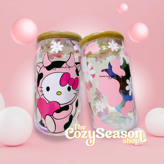 Cow Kitty - Glass Cup, 16oz