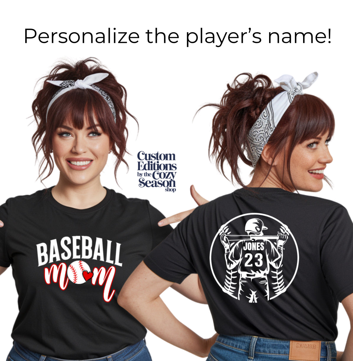 PERSONALIZED - BASEBALL MOM - 1 Player - Adult Unisex T-Shirt