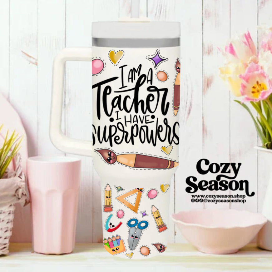 SUPER POWERS TEACHER - 40oz Iridescent Tumbler