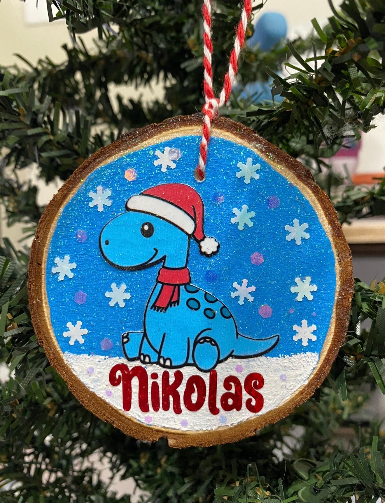 Dino Personalized - Wood Ornament
