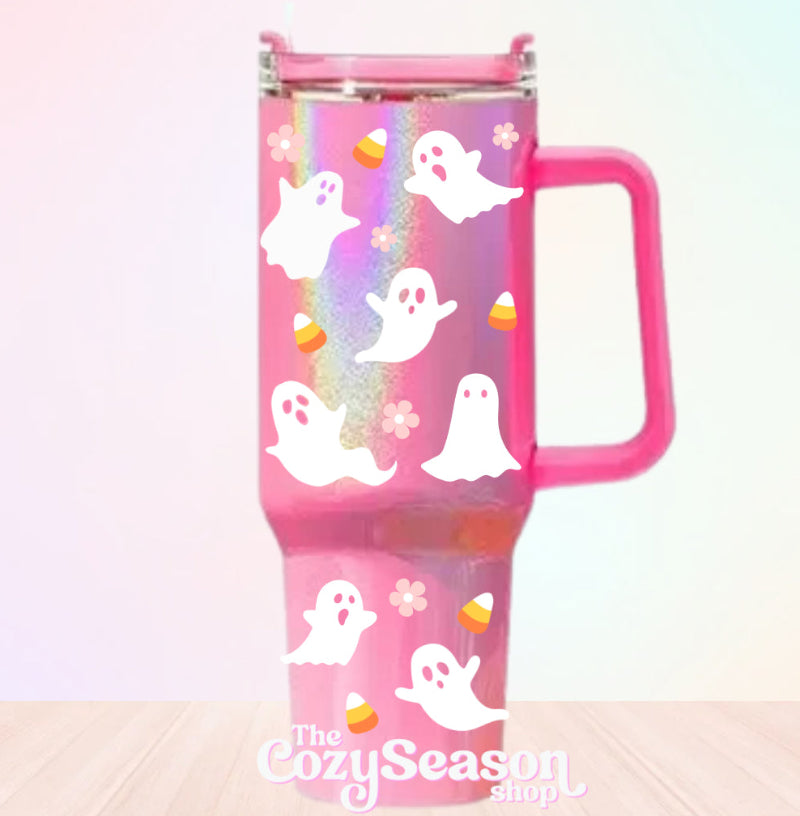 GHOSTIES on IRIDESCENTS - PINK 40oz Iridescent Tumbler