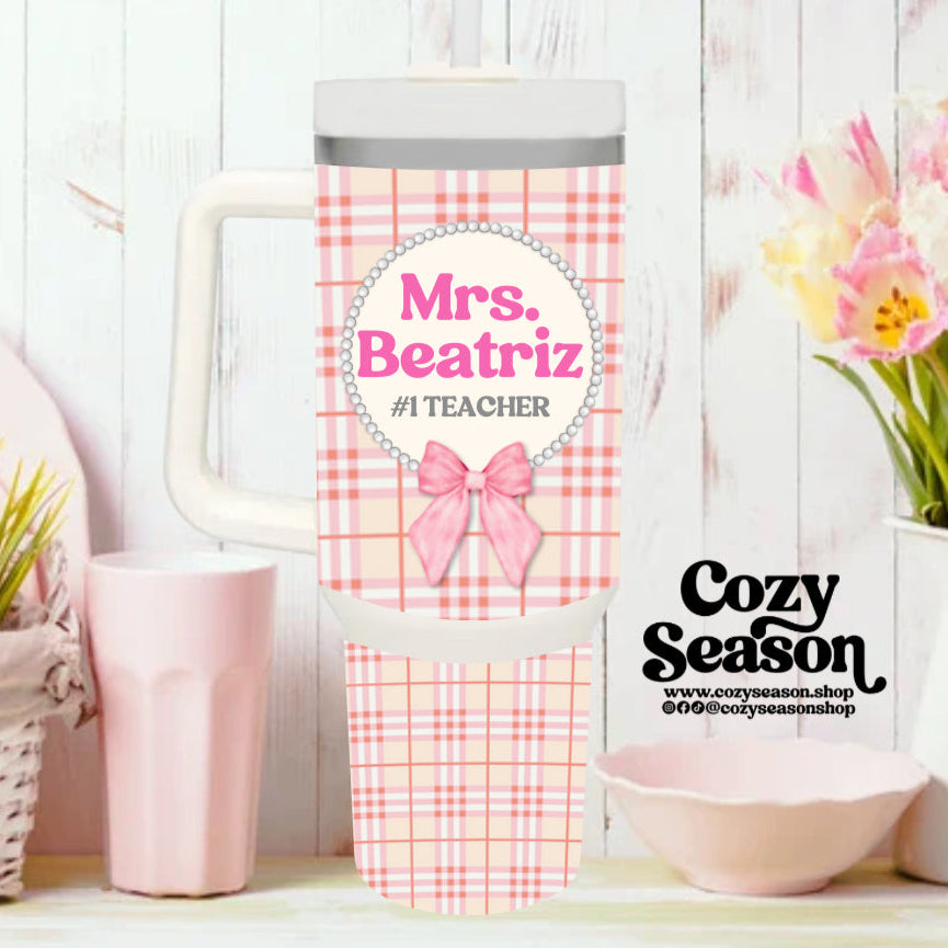 PLAID & BOW TEACHER - 40oz Iridescent Tumbler