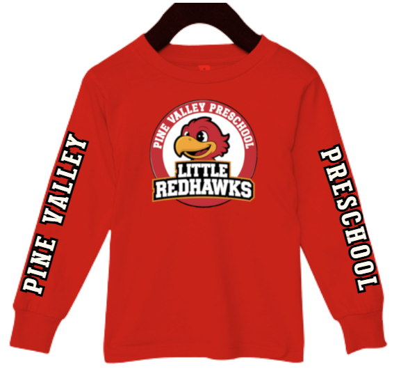 PINE VALLEY PRESCHOOL LOGO - Toddler Long-Sleeve T-Shirt RED
