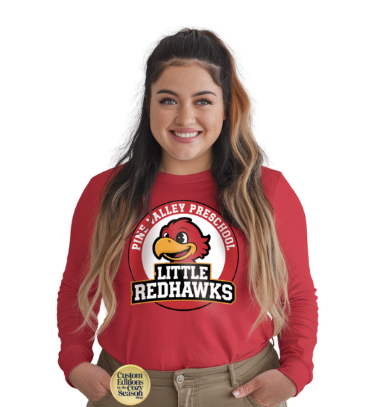 PINE VALLEY PRESCHOOL LOGO - ADULT Long-Sleeve T-Shirt RED