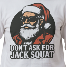 Man wearing a white sweatshirt with a graphic design and text on a white background