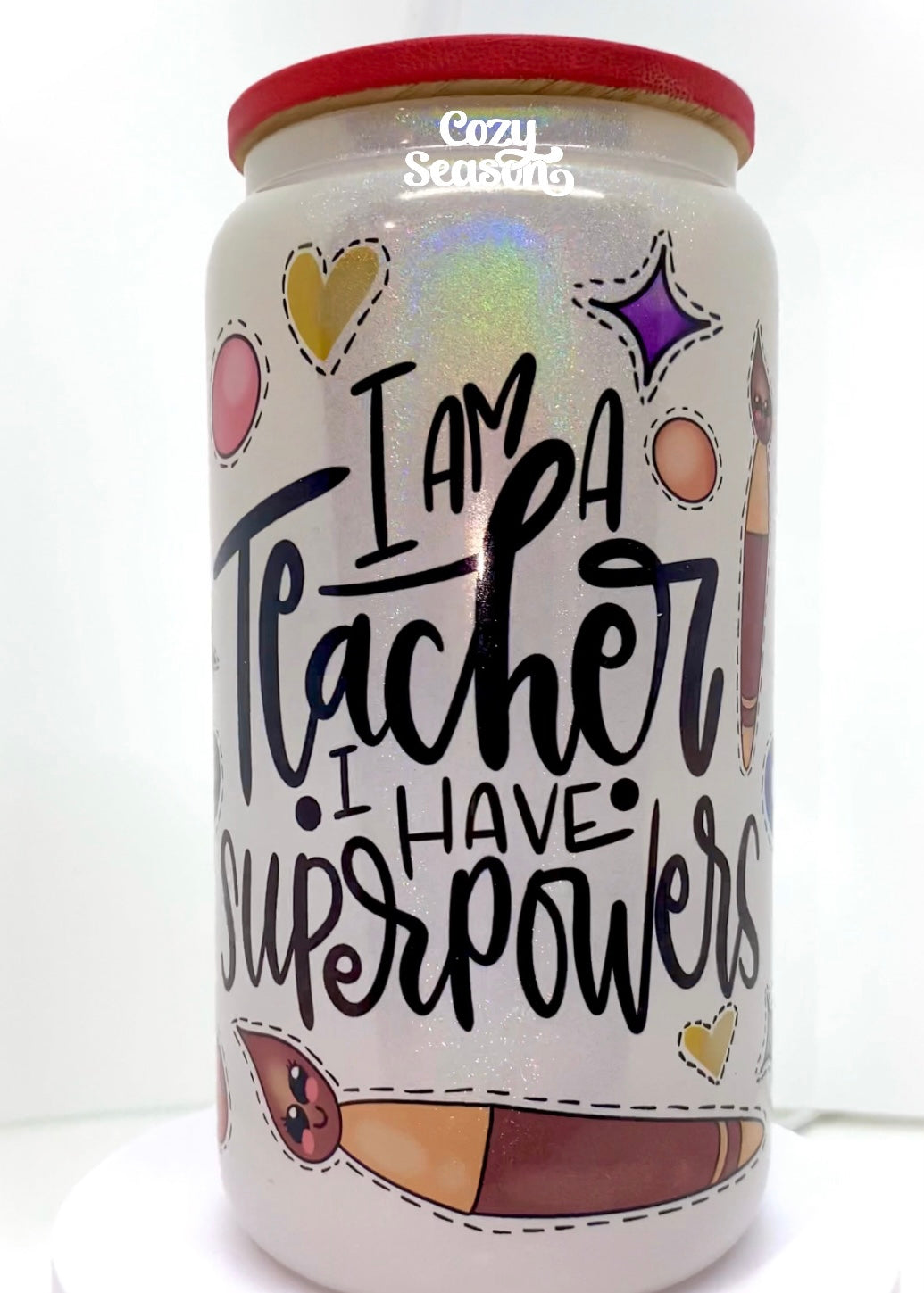 Teacher Superpowers - Glass Travel Cup