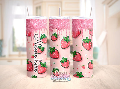 STRAWBERRY GLITTER DRIP - 20oz Tumbler