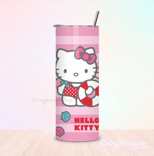 Pink Stripes Lifesaver Kitty - 20oz Tumbler