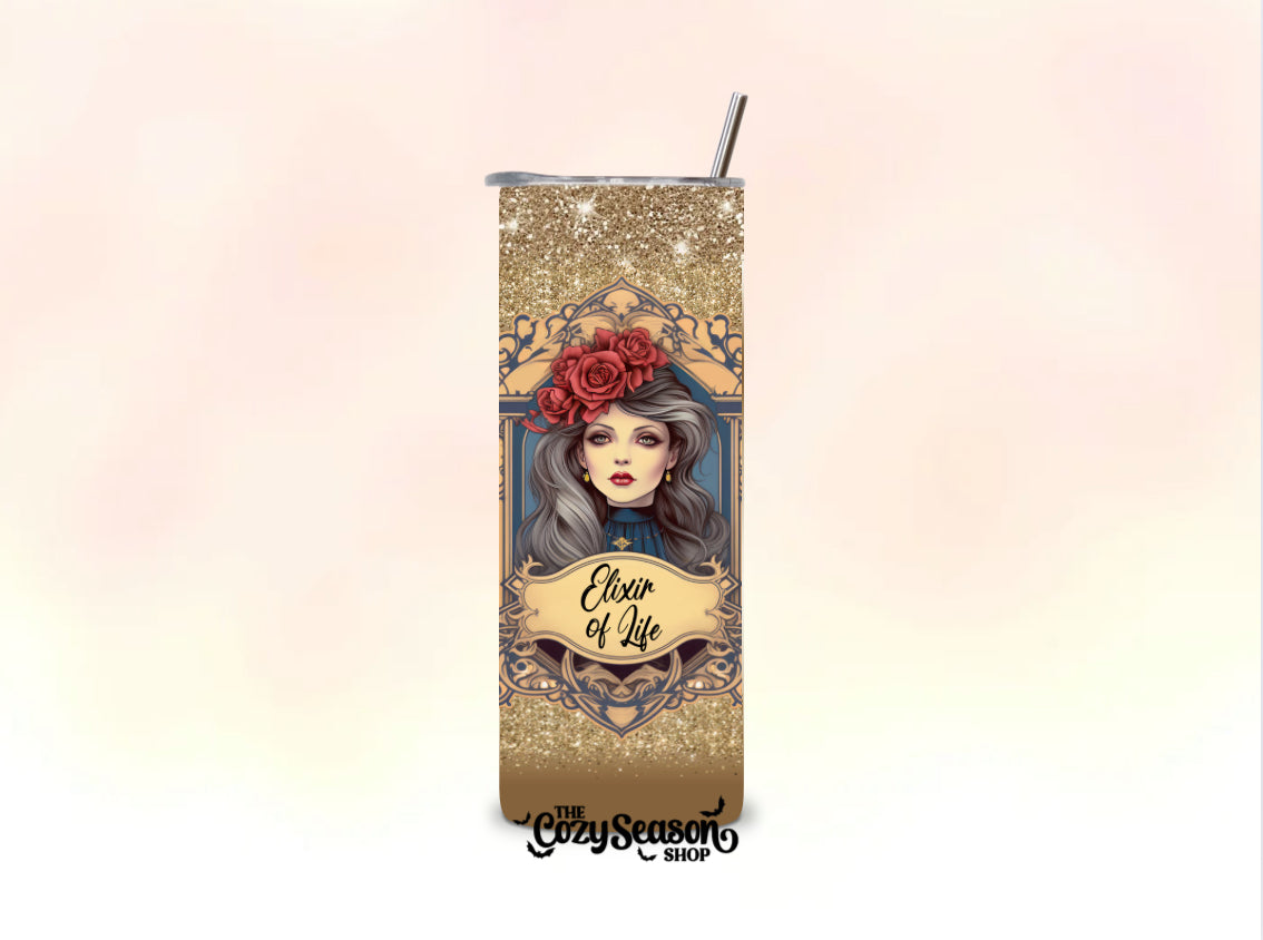 ELIXIR OF LIFE GLITTER PRINT - 20oz Skinny Tumbler