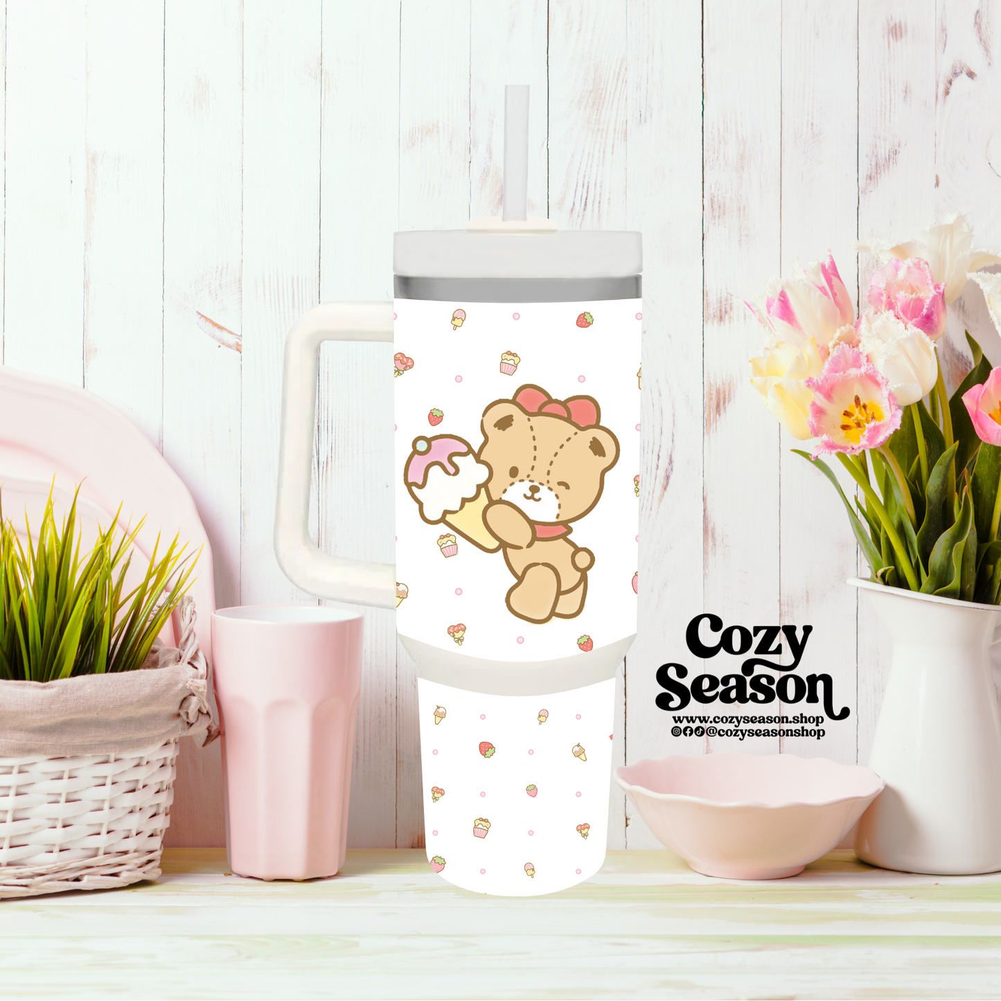 TEDDY BEAR WITH DESSERTS - 40oz Iridescent Tumbler