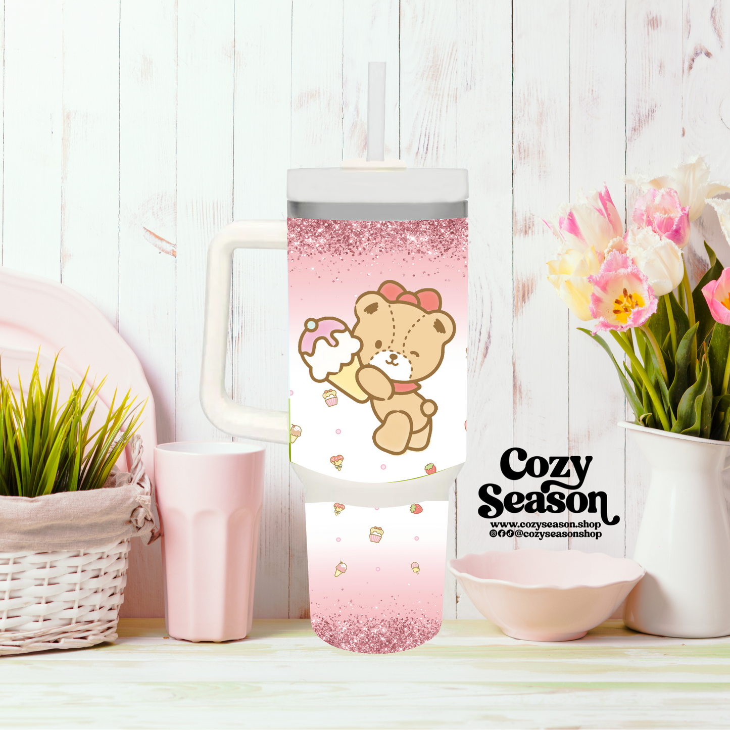 TEDDY BEAR WITH DESSERTS - 40oz Iridescent Tumbler