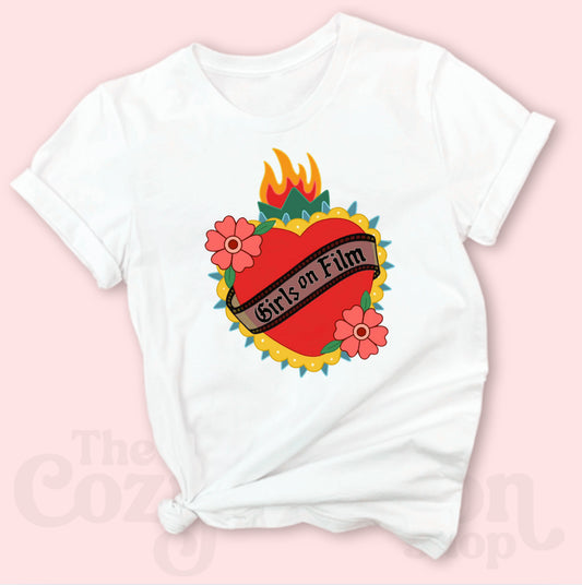 GIRLS ON FILM - Color logo on White Cozy T-Shirt