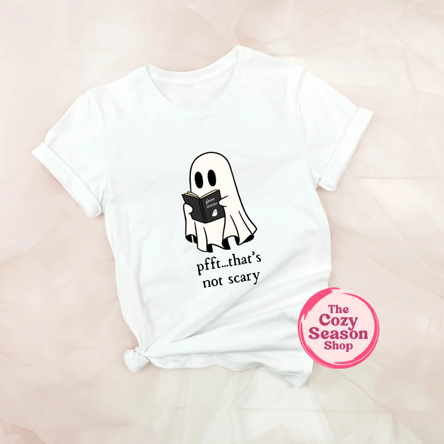 NOT SCARY GHOSTIE WITH BOOK - T-Shirt