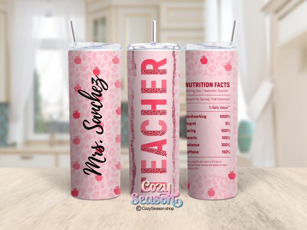 PINK TEACHER CUP - 20oz Tumbler