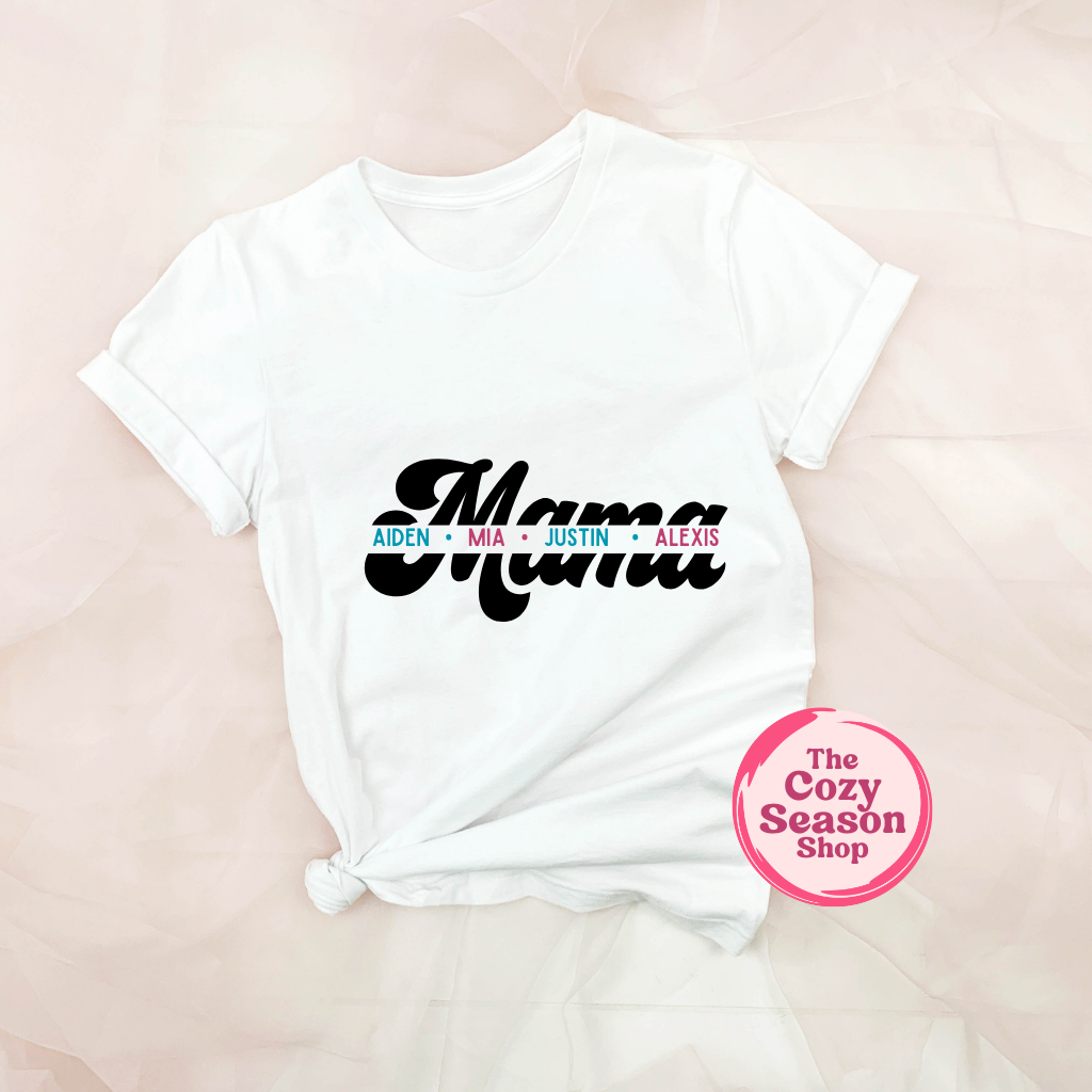 Mama with kids names - Personalized Cozy T-Shirt