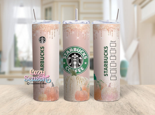 Pumpkin Spice & Rose Gold Dreams - 20oz Travel Tumbler