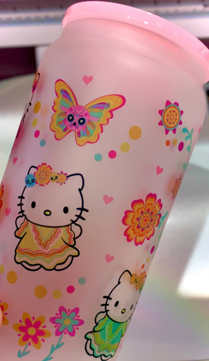 Kitty Ballet Folkloriko - 16 Oz frosted glass can travel cup (1 pc)