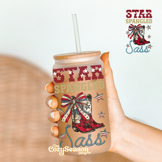 CLEARANCE - STAR SPANGLED SASS - Glass Travel Cup