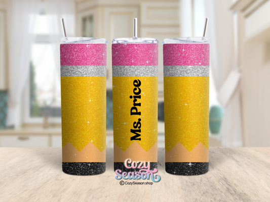 PENCIL GLITTER PRINT - 20oz Tumbler