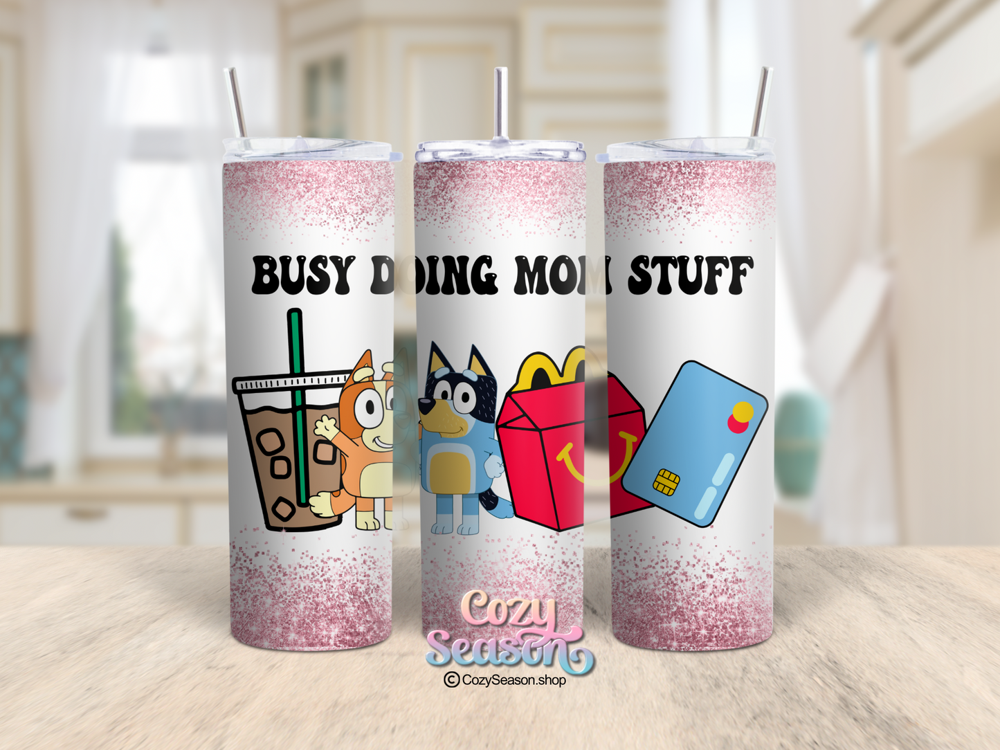 Busy doing mom stuff - 20oz Skinny Tumbler