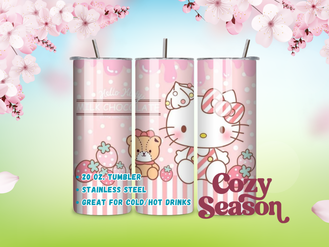 Pink Milk Chocolate Kitty - 20oz Stainless Steel Travel Tumbler