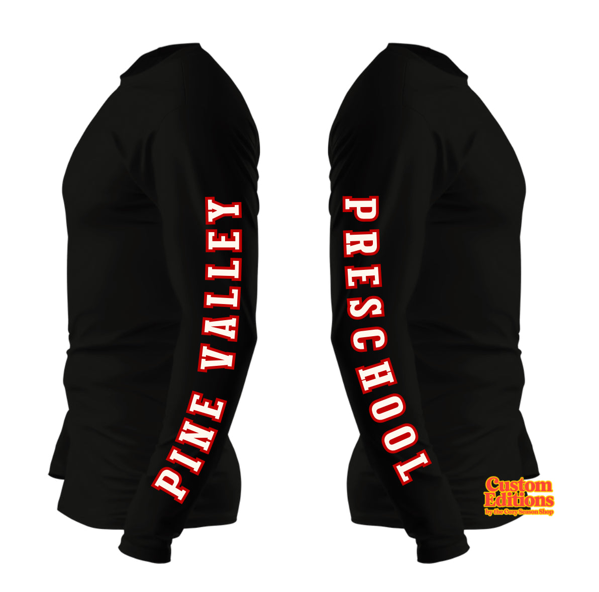 PINE VALLEY PRESCHOOL LOGO - ADULT Long-Sleeve T-Shirt BLACK
