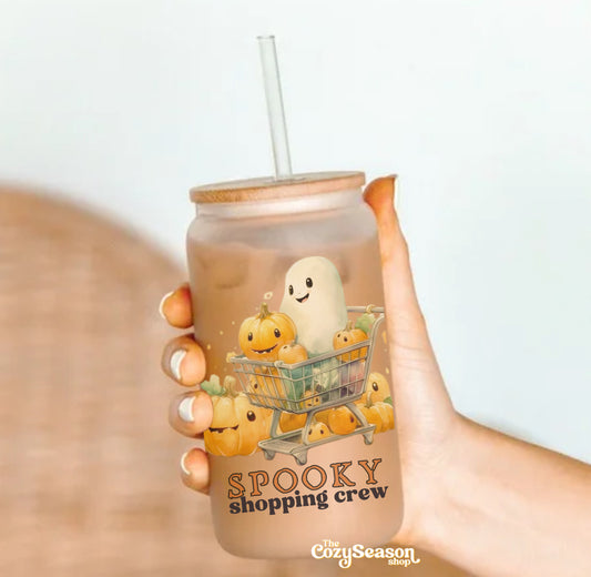 SPOOKY SHOPPING CREW - Frosted Glass Cup