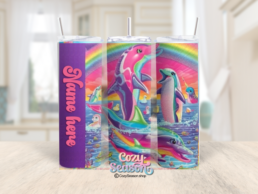 NEON SUMMER DOLPHINS - 20oz Tumbler