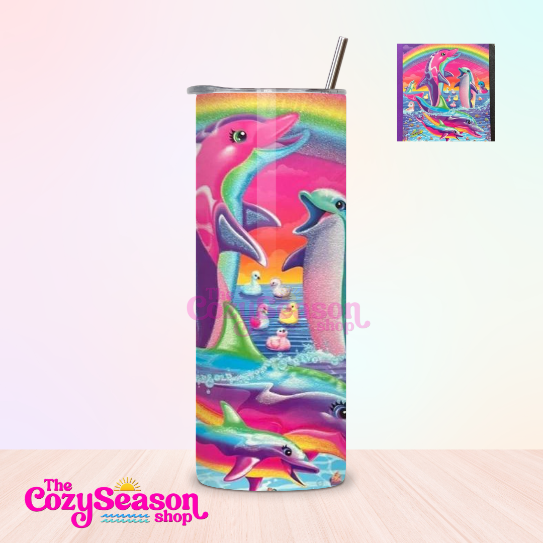 NEON SUMMER DOLPHINS - 20oz Tumbler