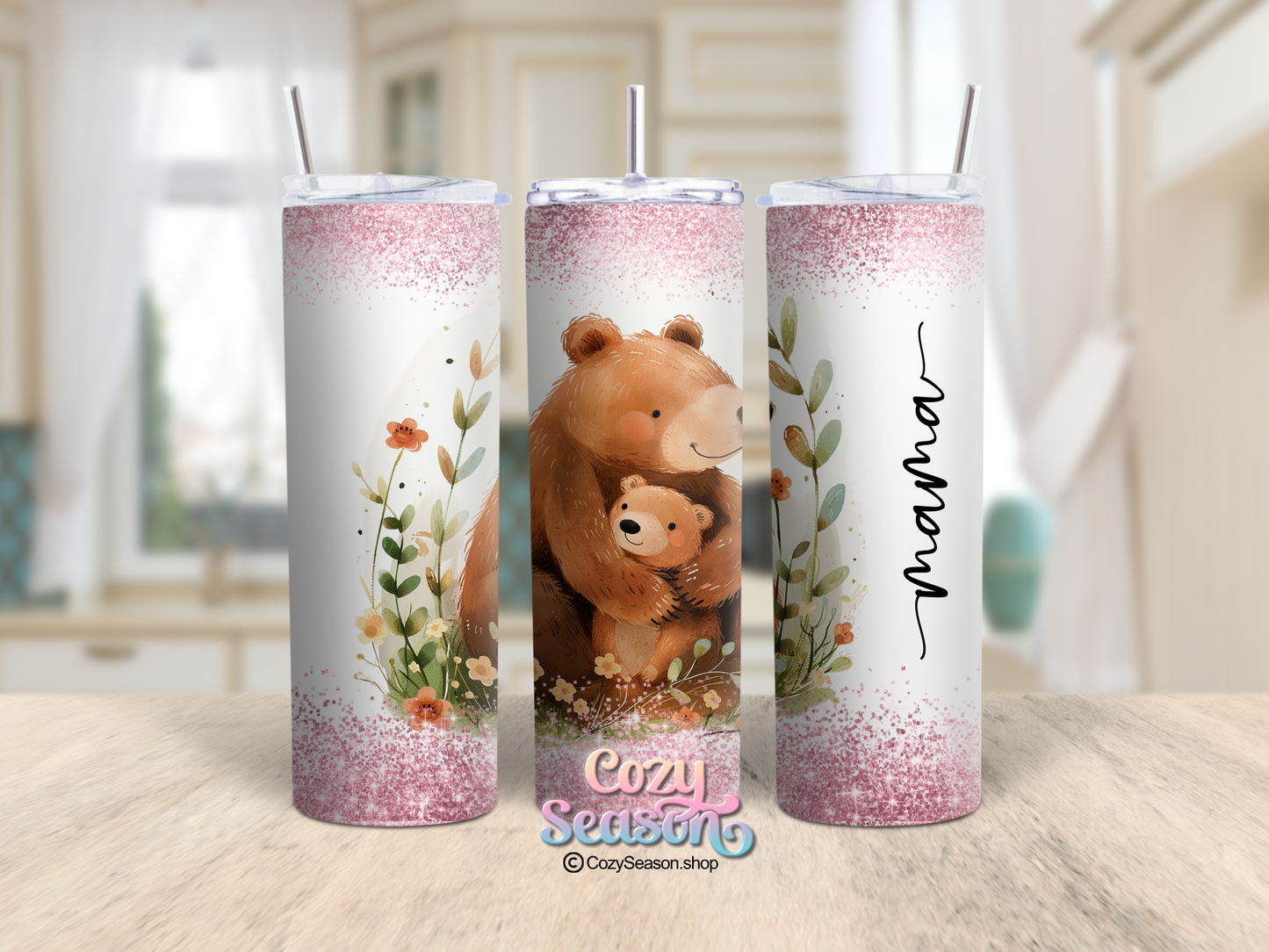 Mama bear and cub - 20oz Skinny Tumbler