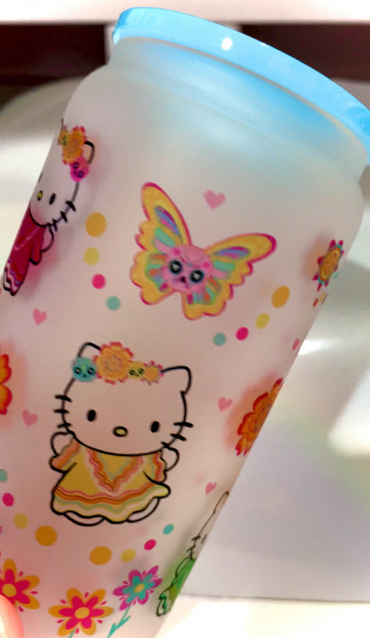 Kitty Ballet Folkloriko - 16 Oz frosted glass can travel cup (1 pc)