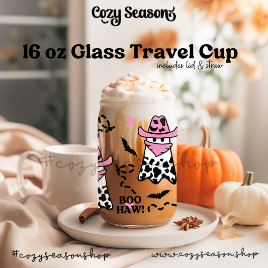 BOO HAW GHOST  - Glass Travel Cup