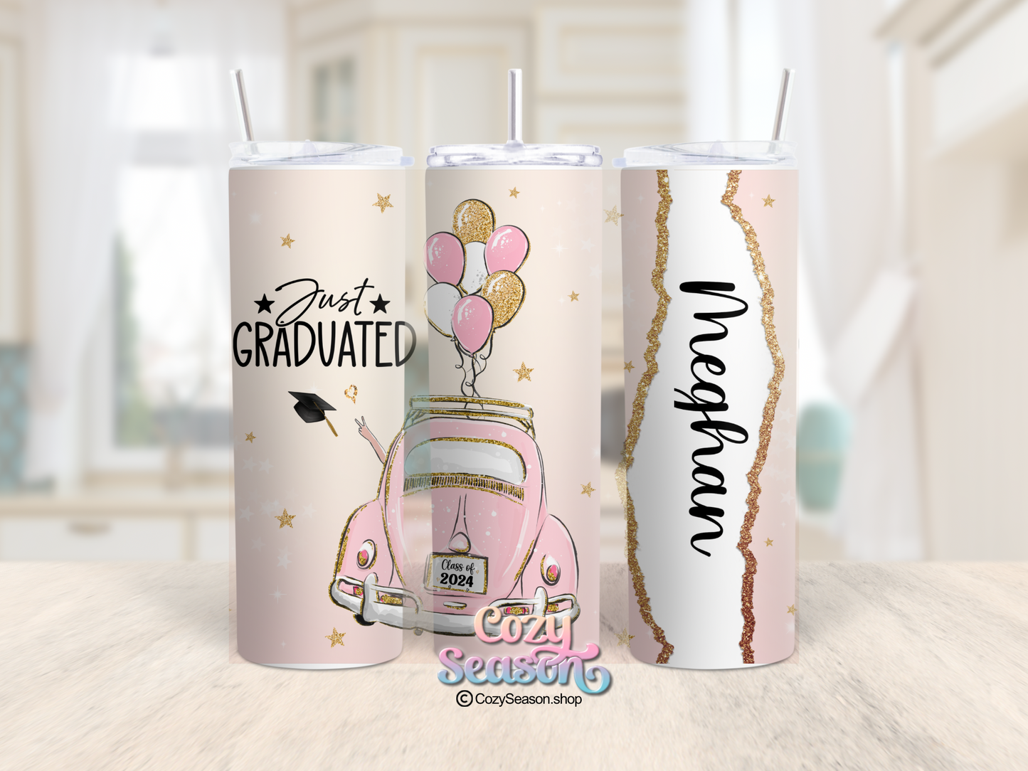 Just GRADUATED pink bug - 20oz Stainless Steel Travel Tumbler