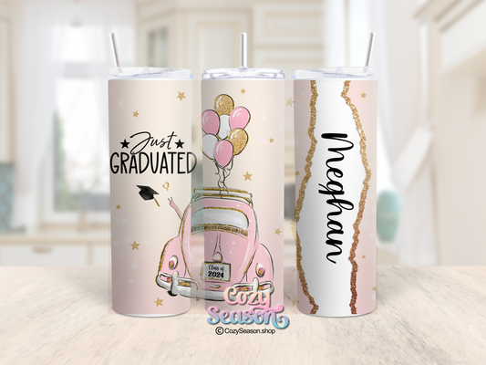 Just GRADUATED pink bug - 20oz Stainless Steel Travel Tumbler