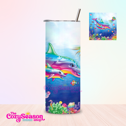 LF style NEON SUMMER DOLPHINS - 20oz Tumbler