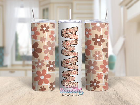 Mama Retro Flowers - 20oz Stainless Steel Travel Tumbler