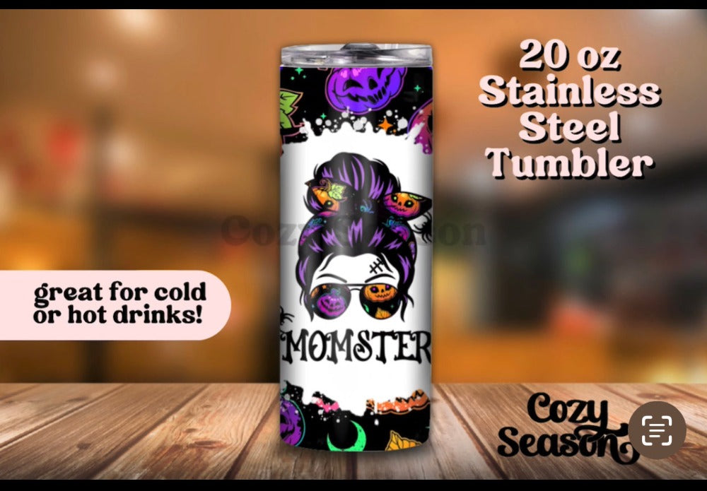 MOMSTER PUMPKINS & BATS - 20oz Travel Tumbler