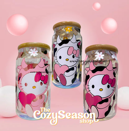 Cow Kitty - Glass Cup, 16oz