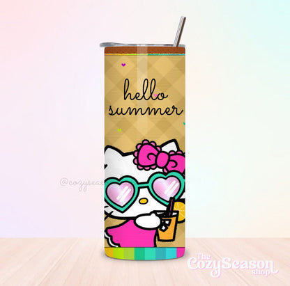 HELLO SUMMER HEART GLASSES KITTY - 20oz Tumbler