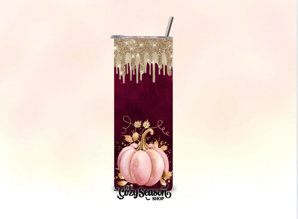 AUTUMN IN LUXURY GLITTER PRINT - 20oz Skinny Tumbler