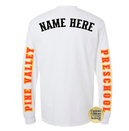 PINE VALLEY PRESCHOOL LOGO - ADULT Long-Sleeve T-Shirt WHITE