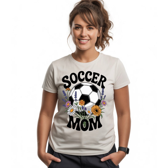 SOCCER MOM ball in flowers - Adult Unisex T-Shirt