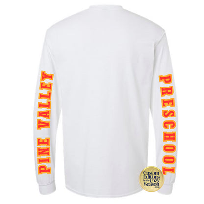 PINE VALLEY PRESCHOOL LOGO - ADULT Long-Sleeve T-Shirt WHITE